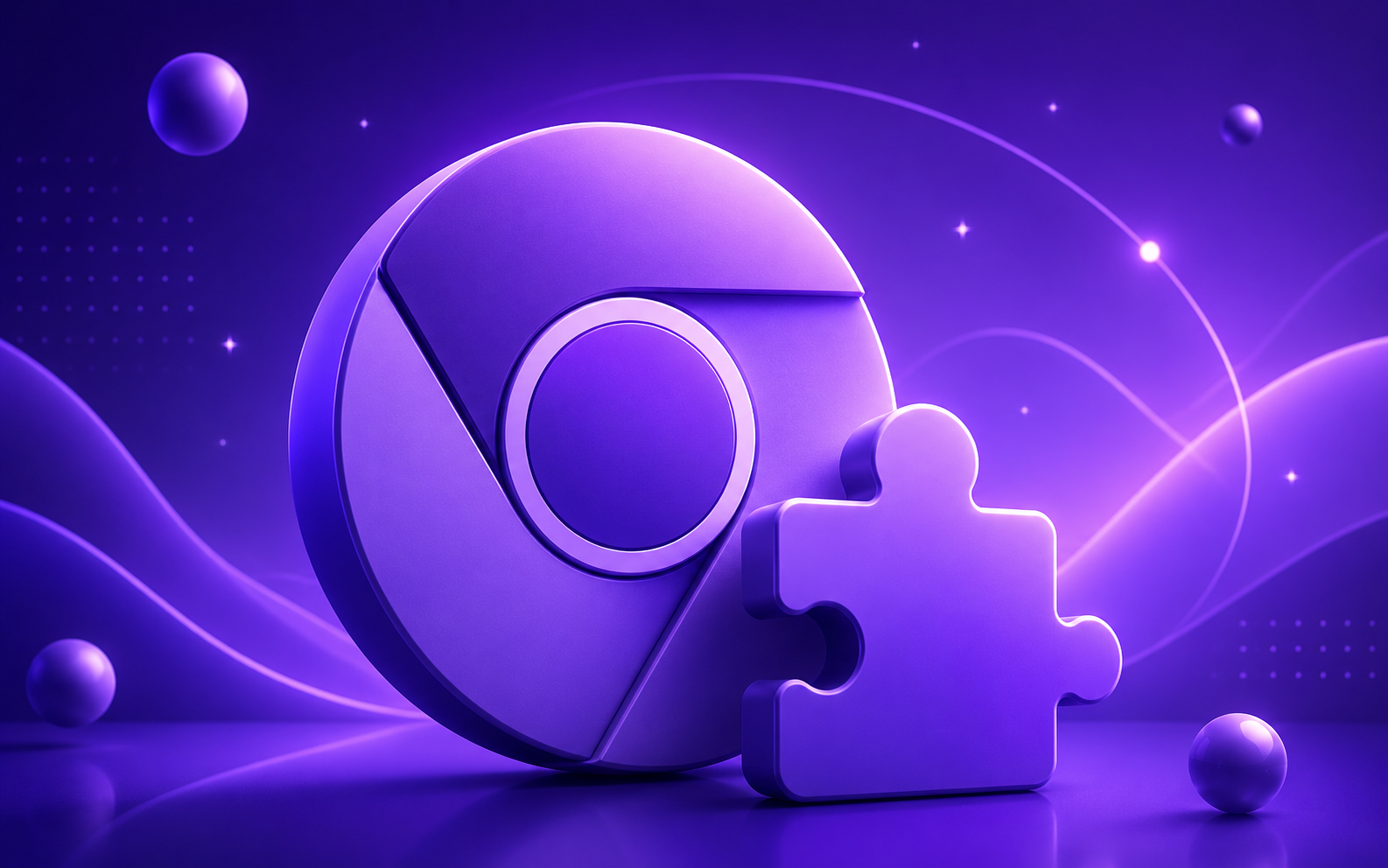 Illustration of the Chrome browser logo and a puzzle piece representing browser extensions