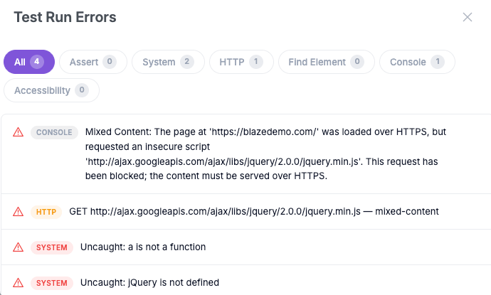 E2Easy Comprehensive Error Reports Dashboard